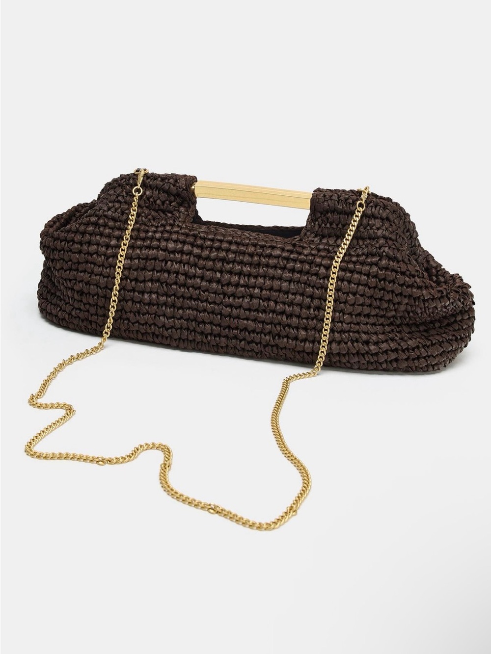 Zara Woven Clutch in Dark Brown - Picture 2 of 3